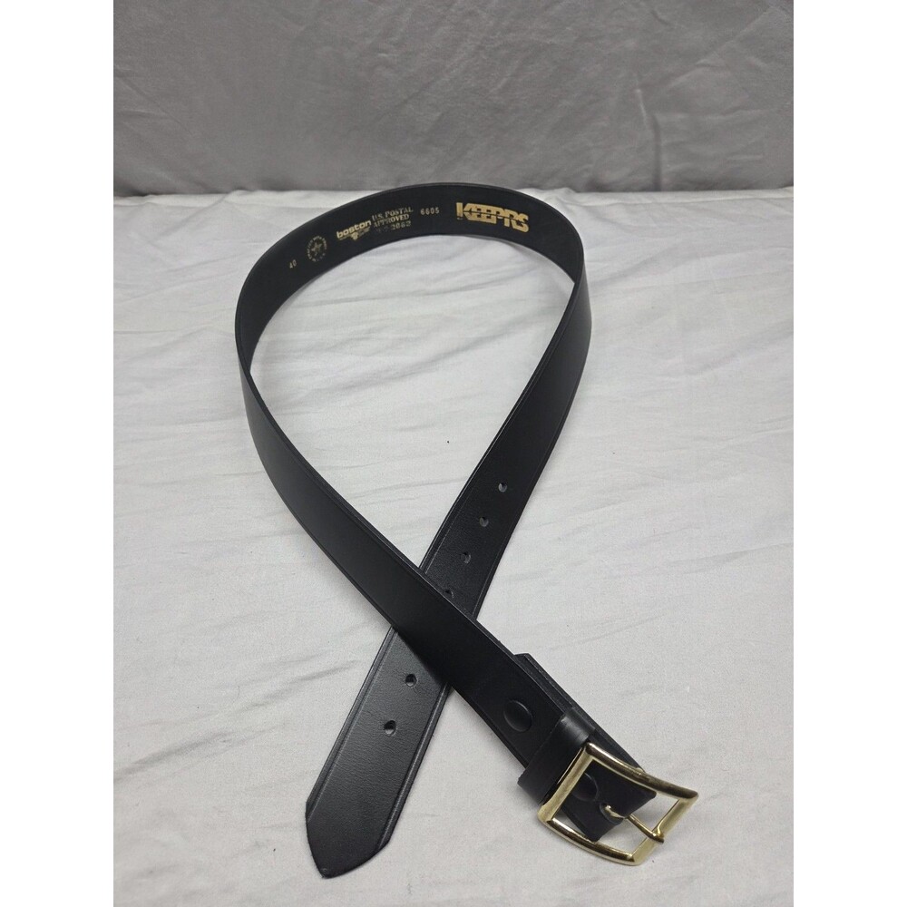 Mens Boston Leather Black 1 1/4" Wide Genuine Leather Dress Belt Sz 40